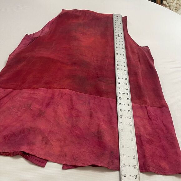 URU Hand Dyed Red Silk Boho Art To Wear Oversized 2 Piece Pant Set One Size - Picture 7 of 14